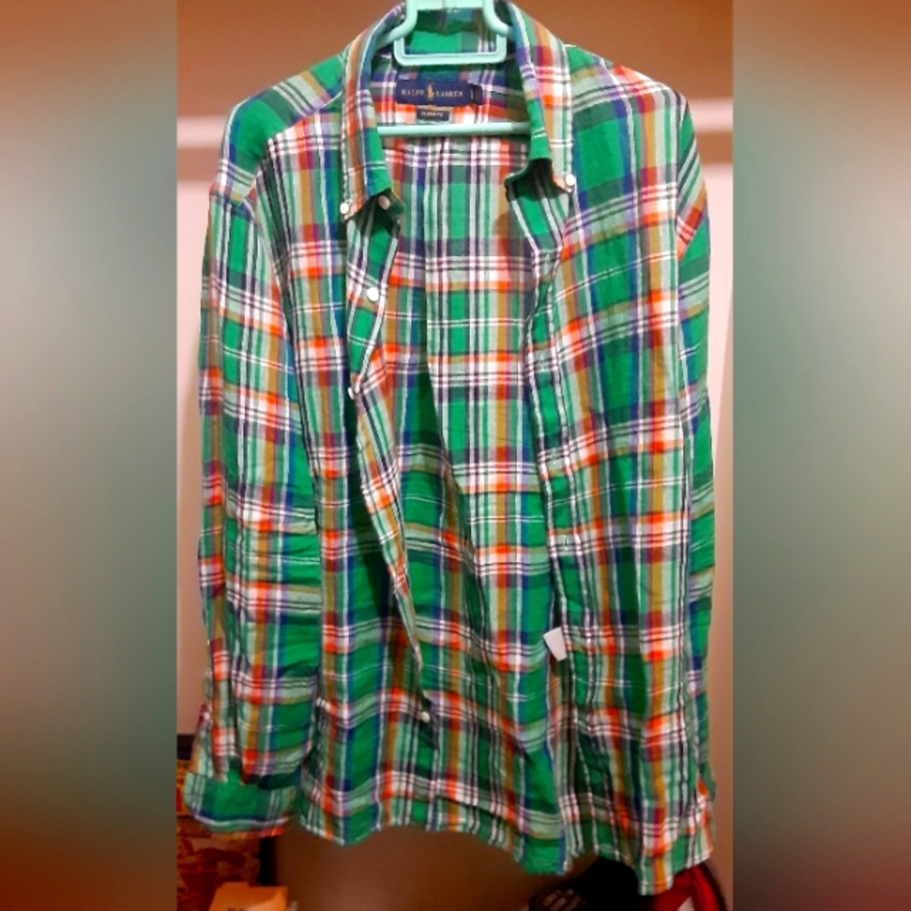 NWOT Ralph Lauren Classic Fit 100% Linen Men's Size Large Shirt